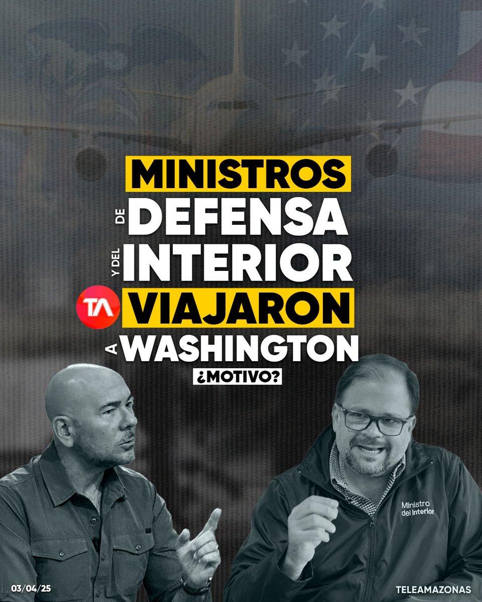 teleamazonasec's tweet image. #ATENCIÓN | El ministro del Interior, John Reimberg, y el ministro de Defensa, Gian Carlo Loffredo, viajaron a Washington. ¿Motivo? ow.ly/aEPb50VueIX