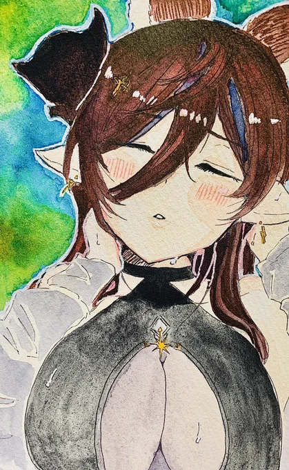 ガレヲン書きました〜〜髪の色はグラフェスで出てたガレヲンのインクを使っています#グラブル #グラブルファンアート 