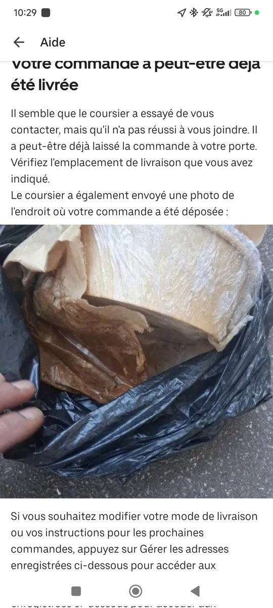 superguska's tweet photo. @UberFR_Support cela fait 24h qu'on me dit que ma commande est livrée alors que le livreur est reparti avec car très abîmée voir photo prise par le livreur , puis je être enfin remboursé 🧐 on je me suis fait arnaqué https://t.co/kA3WE1UTPH