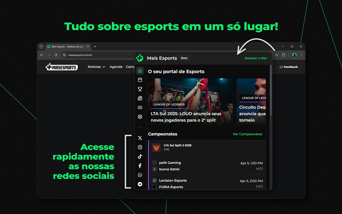 📢 Queremos ouvir você!

Testou a nova extensão do Mais? Conta pra gente o que achou! 💬

Envie seu feedback aqui ou direto para bruno@maisesports.com.br. 

Sua opinião ajuda a melhorar ainda Mais! 👊