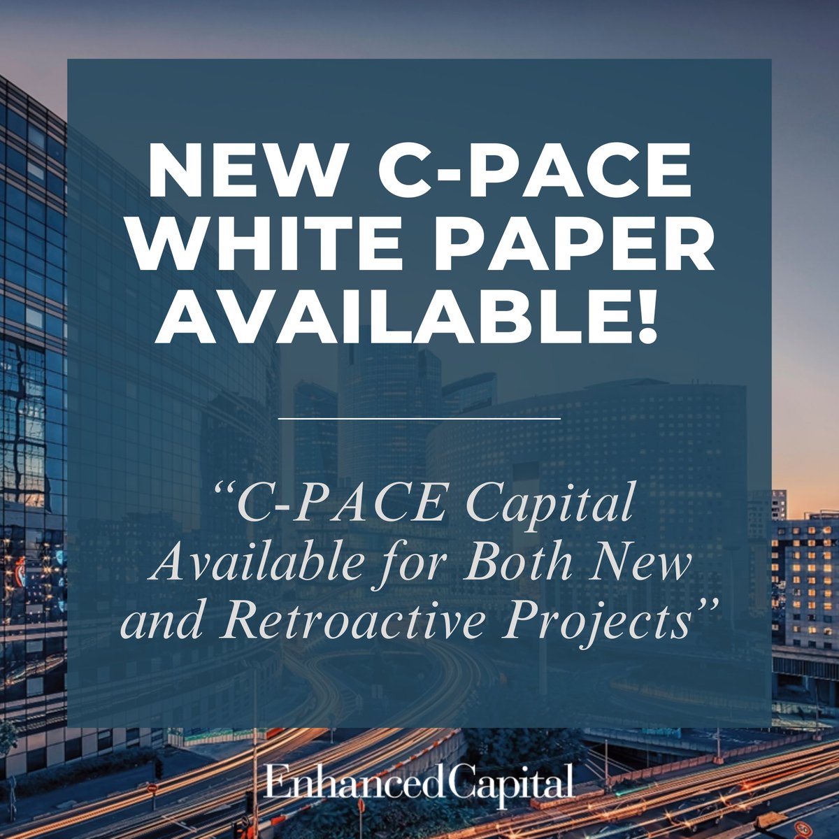 New C-PACE White Paper Available!

<a href="/EnhancedCaptl/">Enhanced Capital</a>’s white paper explores how C-PACE financing can be utilized for both new and retroactive projects for renewable energy improvements.

Learn more: enhancedcapital.com/wp-content/upl…
#CPACE #PACEFinancing