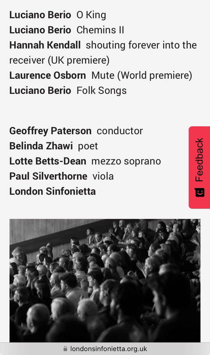 Caroline Potter 🇪🇺 (@carolinefrmus) on Twitter photo #Berio centenary celebration (and we’ve not had much of that yet), <a href="/LaurenceOsborn/">Laurence Osborn</a> & Hannah Kendall tonight <a href="/Ldn_Sinfonietta/">London Sinfonietta</a> - especially loved the second half #Berio centenary celebration (and we’ve not had much of that yet), <a href="/LaurenceOsborn/">Laurence Osborn</a> & Hannah Kendall tonight <a href="/Ldn_Sinfonietta/">London Sinfonietta</a> - especially loved the second half