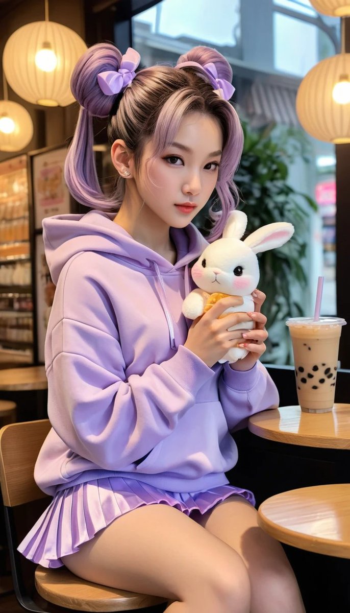 8iji8's tweet image. Chun-Li twirls in a pastel skirt, sipping bubble tea with a shy smile—her ribbon-tied buns defy gravity like E=MC², soft and genius-level cute! 
#ChunLiCute #EinsteinVibes #KawaiiGenius #StreetFighterSweet #SoftGirlEnergy