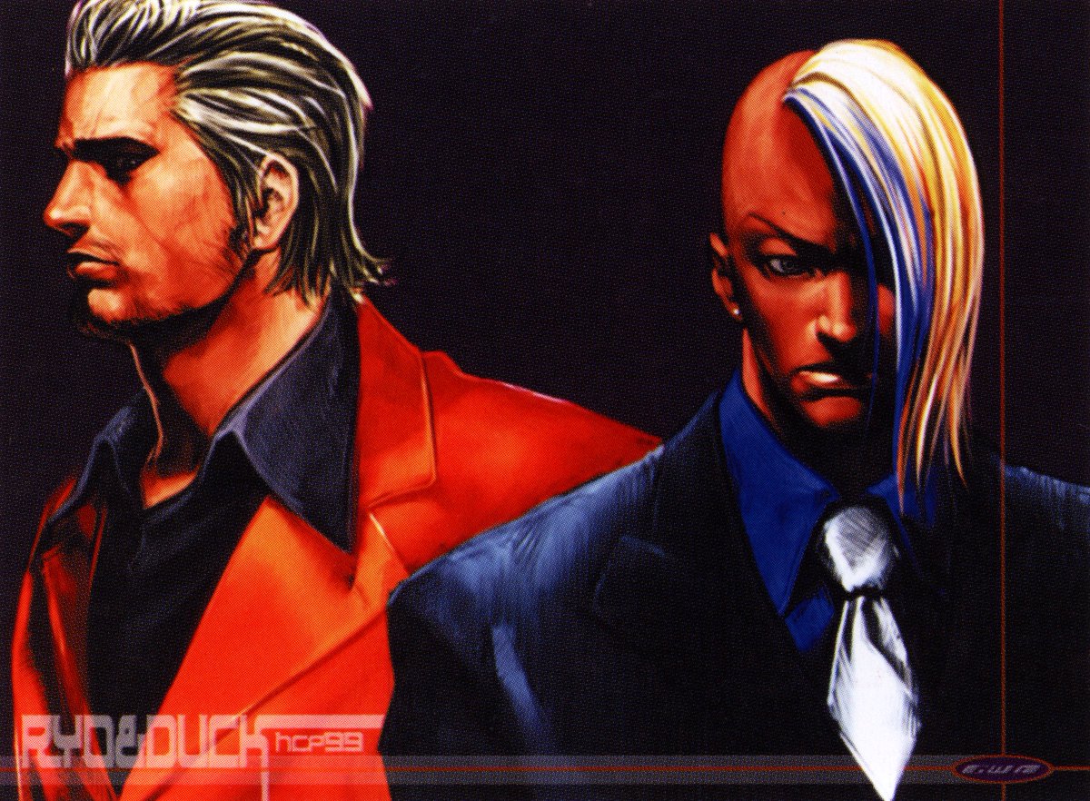 Ryo and Duck King illustration by Hiroaki, for Fatal Fury: Wild Ambition.