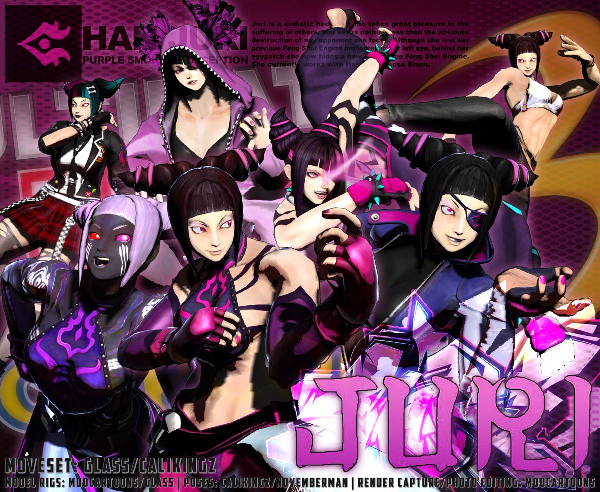 MooCartoons's tweet photo. For all people coming into UMVC3 CE from the @WoolieWoolz @PatStaresAt Castle Super Beast Podcast:

Juri has 
-21 Costumes
-129 Colours
-No big foot costume, and im not gonna make one :P https://t.co/5SanXoOrtB