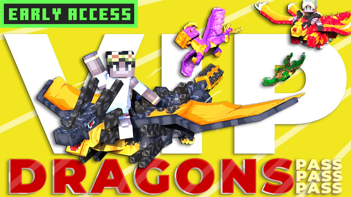 To celebrate this monumental week in Minecraft we have decided to do some Giveaways! 🎉‼️

We will be giving away 10x Dragon Passes &amp; 5x VIP Dragon Passes!

How to enter:
- Like &amp; Repost this post &amp; Reply with your Minecraft Username
- You may submit MULTIPLE entries by entering