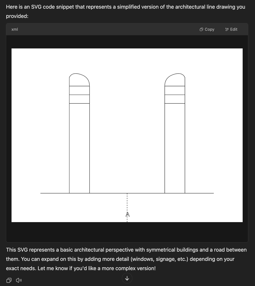 lexbi's tweet photo. @DessignNet @minchoi The example image previewed beneath is not the real SVG, it's an interpretation of the first image which is actually a png. I sourced a version of OP's image, it made a pretty png version of the original, then a laughable attempt as an SVG in the third screenshot. It is bad. https://t.co/juXiordDoX