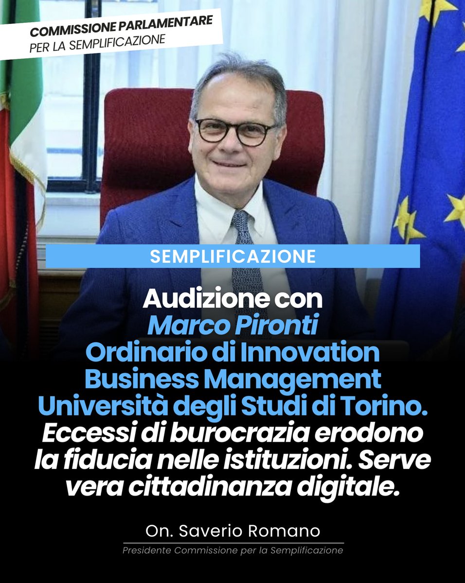 SaverioRomano's tweet image. 🏛️ Semplificazione e cittadinanza digitale. Eccesso di burocrazia = meno fiducia nelle istituzioni. Oggi in Commissione, con Marco Pironti, abbiamo discusso di #Spid, #CIE, #pagoPA e #IO: digitalizzare sì, ma con meno norme inutili e più interoperabilità! #InnovazionePA