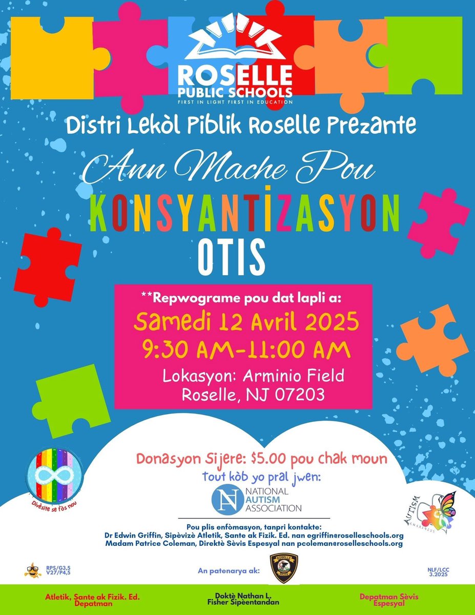 Due to the forecast of inclement weather, the Autism Awareness Walk has been moved to Saturday, April 12!

#TargetedWithTenacity
#BeInTheKnow 
#Everystudenteveryday
#Allstudentsmatter
#ExcellenceThroughEquity
#ElevateAndAMPLIFY 
#RPSVision2027
#autismawareness