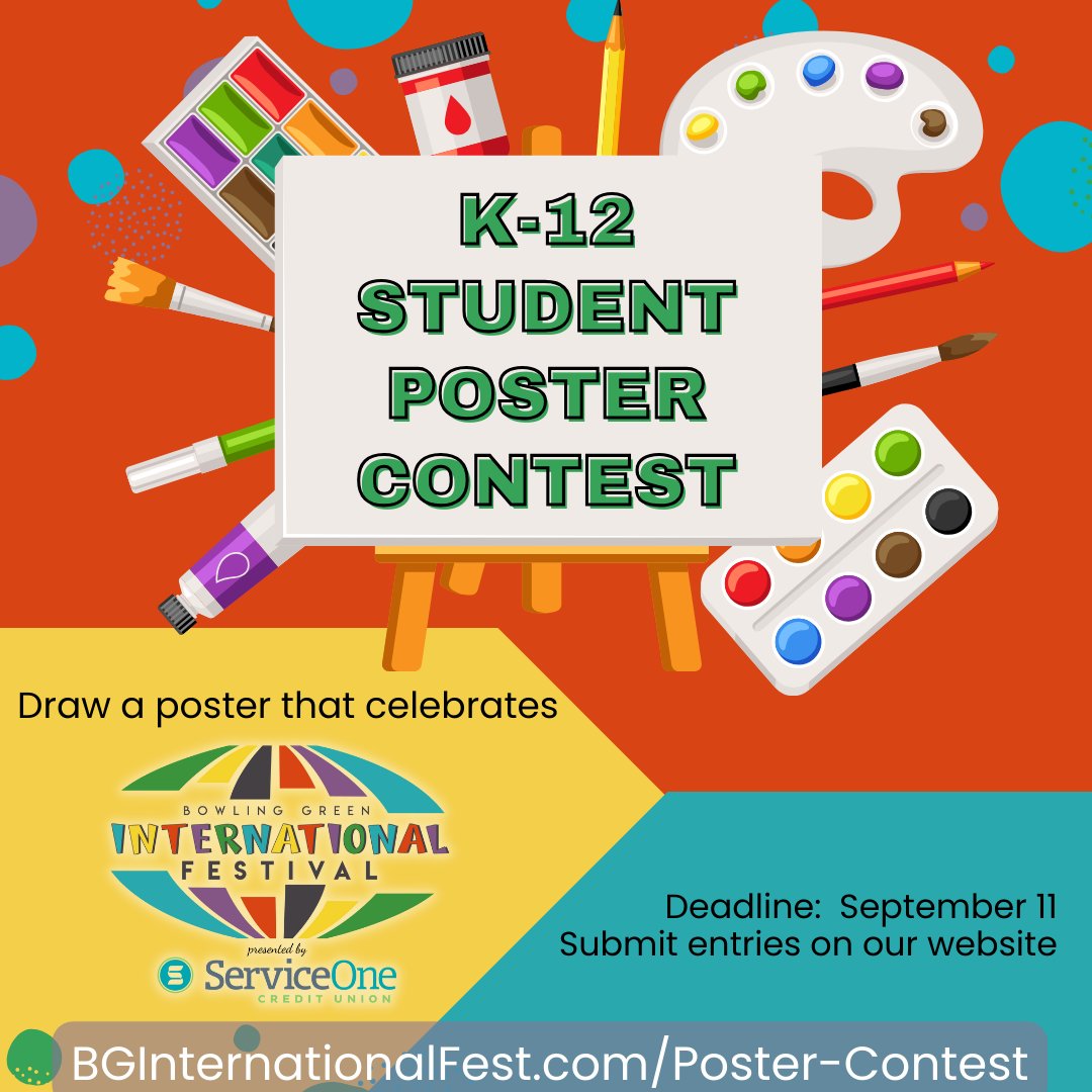 bginternational's tweet image. We're accepting entries for our #BGIFbySOCU2025 K-12 Student Poster Contest! Design a poster that celebrates the festival and submit it via our website before September 13. Learn more and see last year's winners at bginternationalfest.com/poster-contest/  Festival takes place 9.27 Circus Square