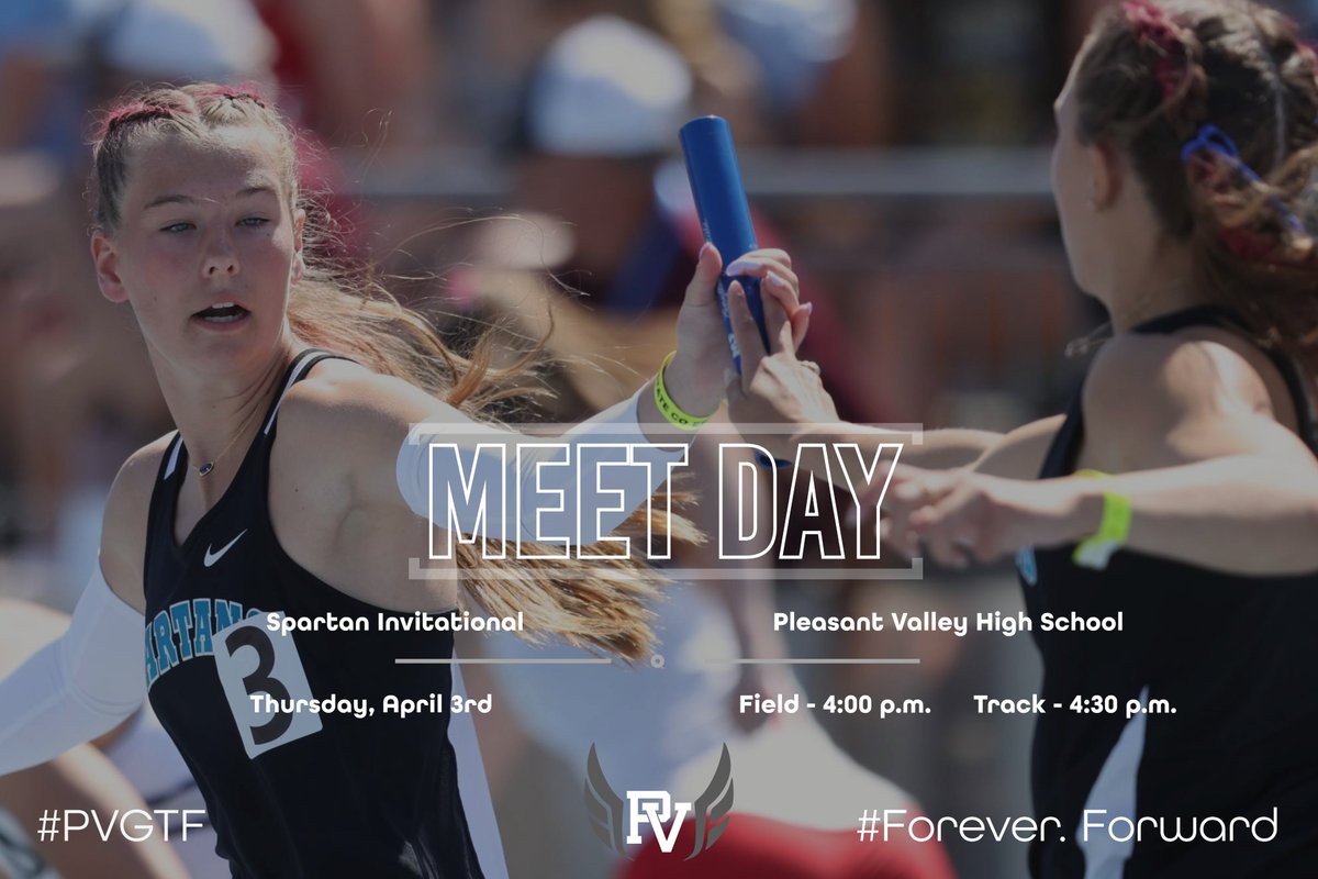 PVGTFSpartans's tweet photo. It's MEET DAY!! The Spartans make their triumphant return to Spartan Stadium to host the Spartan Invitational! Join us as we celebrate our team this evening and recognize and honor our seniors at tonight's meet. Good luck ladies!

#PVGTF 🛡️
#CarryTheShield
Forever. Forward. https://t.co/pxx4Vfm7pR