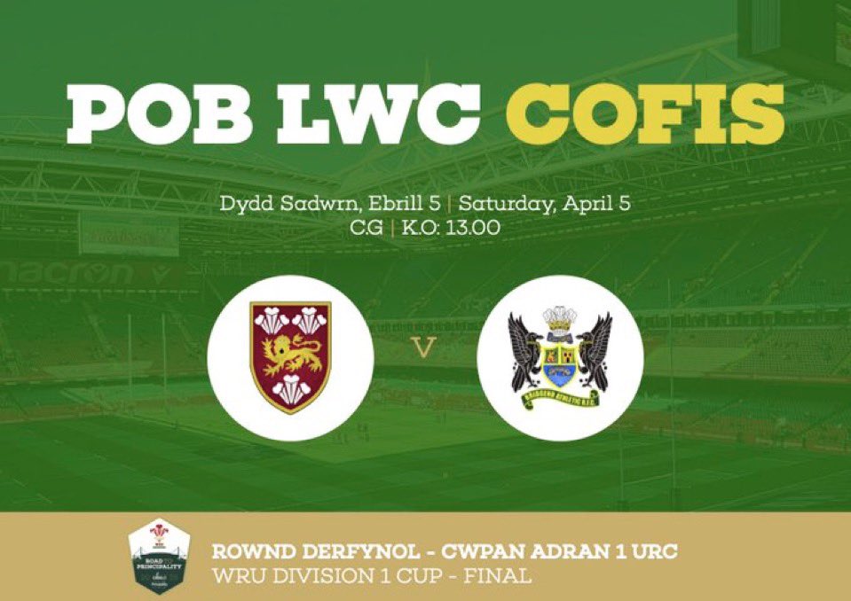 RYGBI'R BERWYN (@rygbiberwyn) on Twitter photo Dymuniadau gorau posib ir COFIS <a href="/rygbicaernarfon/">ClwbRygbiCaernarfon</a> Dydd Sadwrn. Edrych ymlaen ir gem ac i gefnogi bois y Gogledd💪💪💪🏴. Dymuniadau gorau posib ir COFIS <a href="/rygbicaernarfon/">ClwbRygbiCaernarfon</a> Dydd Sadwrn. Edrych ymlaen ir gem ac i gefnogi bois y Gogledd💪💪💪🏴.