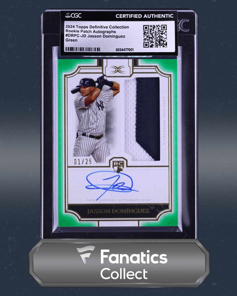 thelafleurboys's tweet image. 💎 JASSON DOMINGUEZ ROOKIE PATCH AUTO /25 CGC AUTH! 💎

#JassonDominguez #Yankees #ToppsDefinitive #CGCAuth #MLB  #baseballcards  #sportscards  #HobbyLove