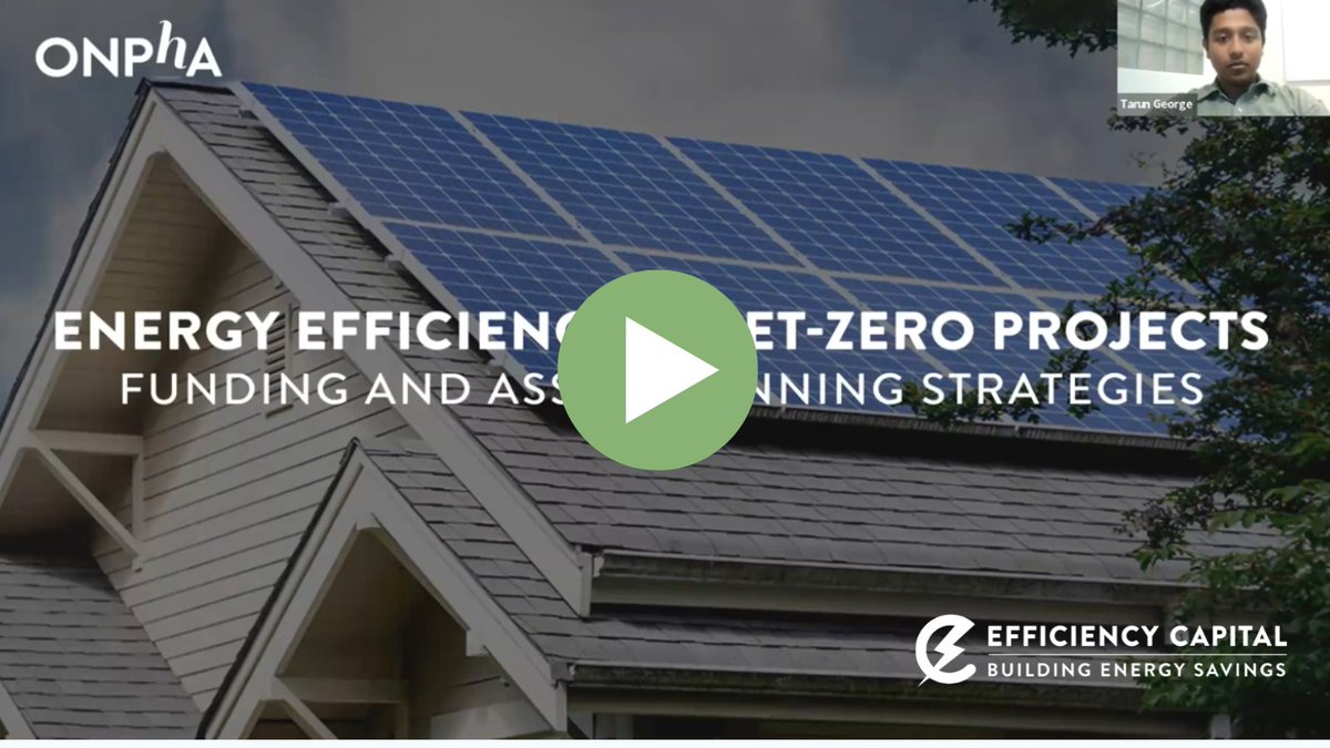Efficiency Capital (@efficiencycap) on Twitter photo Interested in learning more about building #retrofits, but don't know where to start? Check out our <a href="/ONPHA/">Ontario Non-Profit Housing Association (ONPHA)</a> webinar on funding options and asset planning strategies for energy efficiency and net-zero projects.
More questions? Connect with us today!
youtube.com/watch?v=YbUJqq… Interested in learning more about building #retrofits, but don't know where to start? Check out our <a href="/ONPHA/">Ontario Non-Profit Housing Association (ONPHA)</a> webinar on funding options and asset planning strategies for energy efficiency and net-zero projects.
More questions? Connect with us today!
youtube.com/watch?v=YbUJqq…
