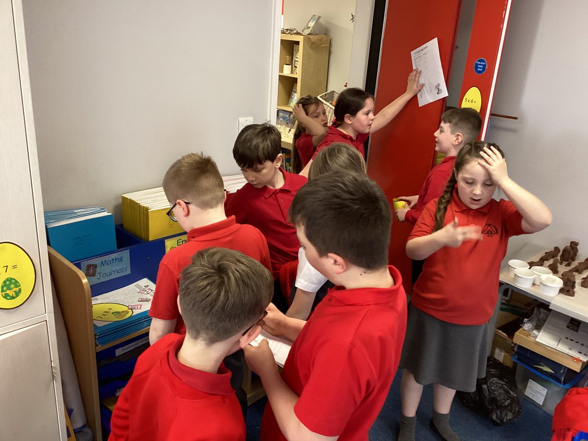AshKnotty's tweet photo. Year 3 did an Easter Egg Hunt with a difference . . . finding eggs and solving multiplication facts! Some of them were a bit puzzling but we did it! #diddymaths #mathmagicians #Easteregghunt https://t.co/e6gne7kt61