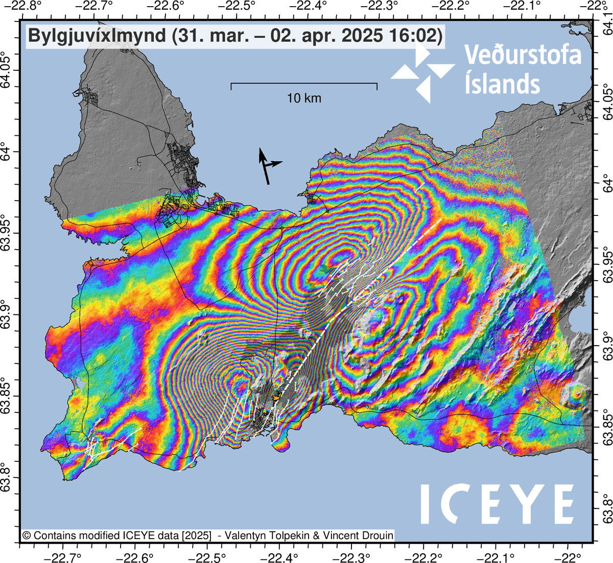 #Iceland #Sundhnuka
IMO Update
Today in English and particularly long, but full of insightful graphics in case you want to delve deeper. For example, the current interferogram from Iceye.
en.vedur.is/about-imo/news…