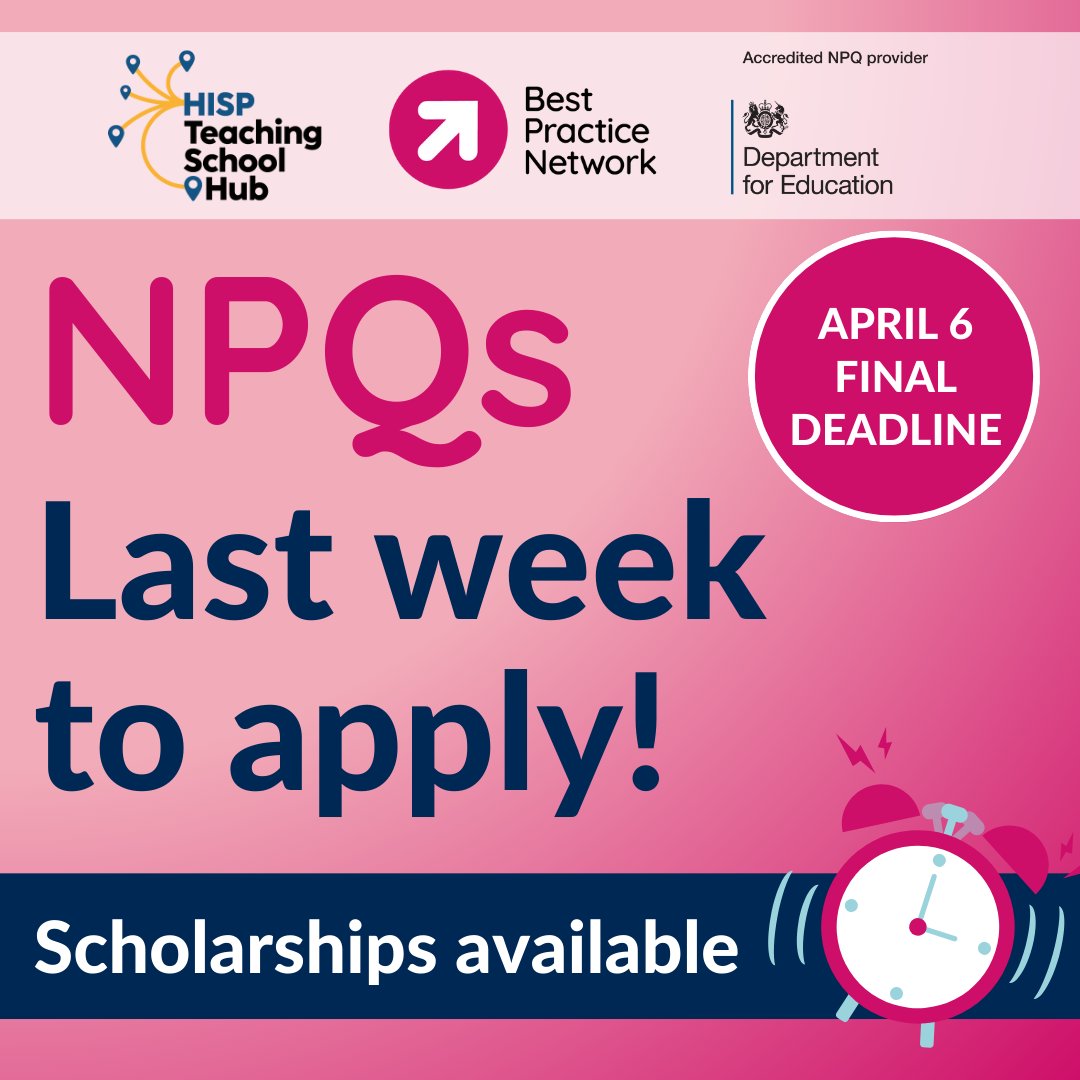 ⏳ Deadline Alert! ⏳ 

Submit your application before 6 April to secure a scholarship-funded space. Limited spots available! Ensure your sponsor has confirmed your application &amp; all DfE registrations are submitted. 

Don’t miss out! 

#Scholarship #Deadline #ApplyNow
