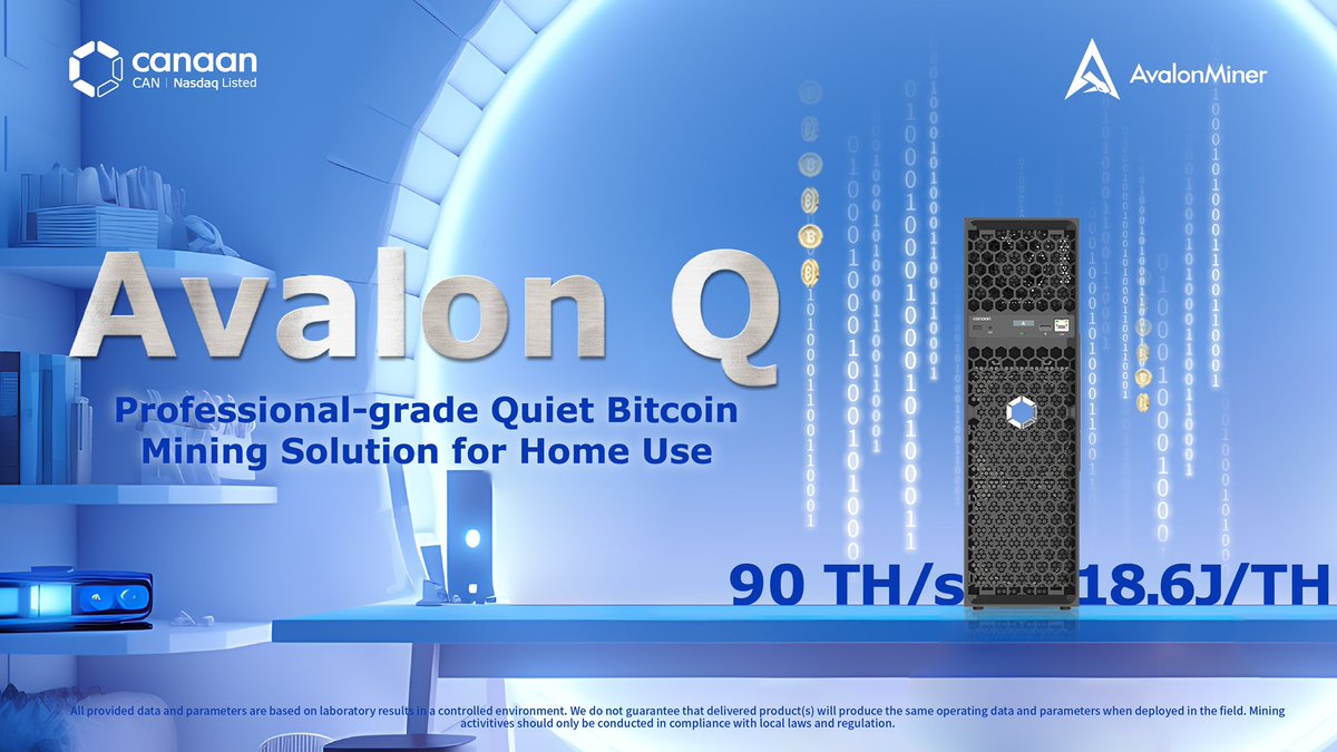 Canaan is redefining home mining. ⚡️ The Avalon Q brings efficiency, performance, and innovation straight to your doorstep—making Bitcoin mining more accessible than ever. #AvalonMade #BitcoinMining #CanaanInc