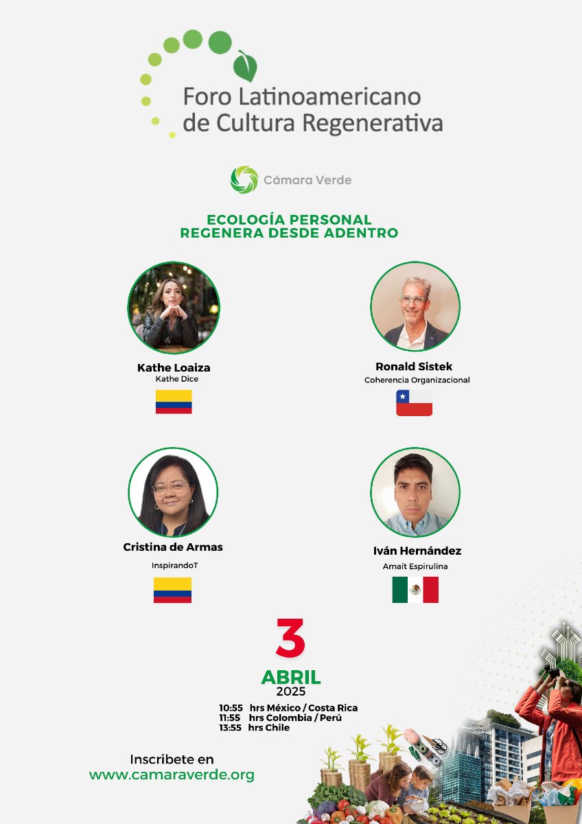 No te pierdas el Foro Latinoamericano de Cultura Regenerativa estamos en vivo aquí: youtube.com/watch?v=_1SwQN…

Si deseas recibir las grabaciones de este foro de 2 días inscríbete aquí: camaraverde.org/foro-de-cultur…