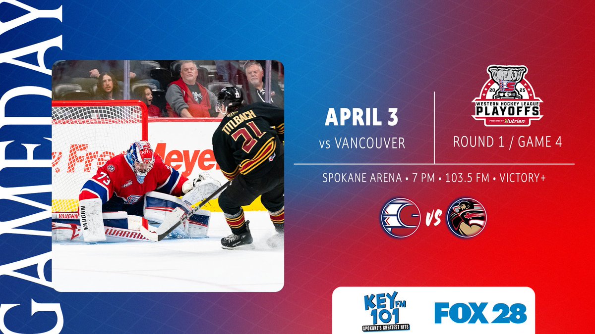 x - Spokane Chiefs (@spokanechiefs) on Twitter photo A new day, a new game!
๐ <a href="/WHLGiants/">Vancouver Giants</a>
๐๏ธ <a href="/SpokaneArena/">Spokane Arena</a>
๐ 7pm
๐๏ธ <a href="/1035TheGame/">103.5 The Game</a>
๐ป <a href="/victoryplustv/">Victory+</a>
๐ tinyurl.com/3e73ppv2
๐จ tinyurl.com/goal-predictor
๐๏ธ tinyurl.com/spovan43
#GoChiefsGo | #WHLPlayoffs | #FeedingTheFuture A new day, a new game!
๐ <a href="/WHLGiants/">Vancouver Giants</a>
๐๏ธ <a href="/SpokaneArena/">Spokane Arena</a>
๐ 7pm
๐๏ธ <a href="/1035TheGame/">103.5 The Game</a>
๐ป <a href="/victoryplustv/">Victory+</a>
๐ tinyurl.com/3e73ppv2
๐จ tinyurl.com/goal-predictor
๐๏ธ tinyurl.com/spovan43
#GoChiefsGo | #WHLPlayoffs | #FeedingTheFuture