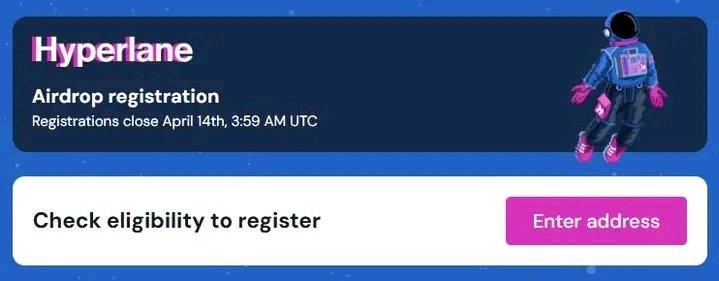 0xWeb3Arena's tweet image. Hyperlane&apos;s Airdrop Checker is Live 🔥

Visit claim.hyperlane.foundation, drop your EVM or SVM address to check eligibility and allocation. Register by April 14th, claiming starts 04/22! 

- Snapshot taken Feb 28th 
- 6.25% dropped for the big launch

Grab it as HYPER or stHYPER LST