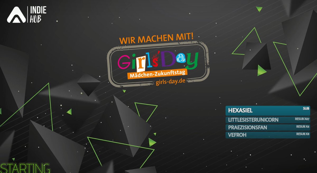 🎮 𝐖𝐢𝐫 𝐬𝐢𝐧𝐝 𝐋𝐈𝐕𝐄 𝐦𝐢𝐭 𝐝𝐞𝐦 𝐆𝐢𝐫𝐥𝐬 𝐃𝐚𝐲 𝐒𝐭𝐫𝐞𝐚𝐦 𝐚𝐮𝐟 𝐓𝐰𝐢𝐭𝐜𝐡! 🟣

 Kommt vorbei und hängt mit uns ab 👉 twitch.tv/indie_hub

Taucht mit uns ein in die Welt der Indie Games, spannende Gespräche, coole Gäste!