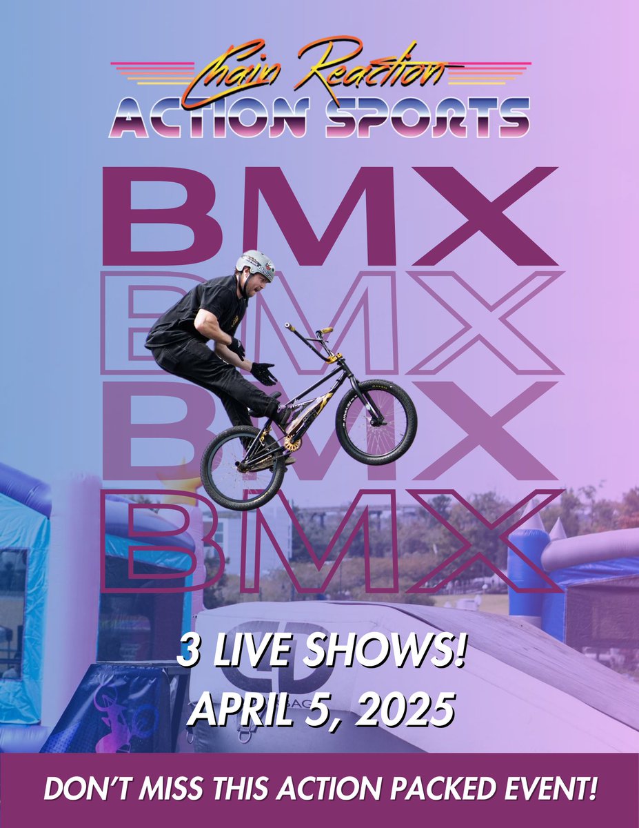 This SATURDAY! At 12, 2 and 4pm Chain Reaction Action Sports will be performing three, thrilling BMX shows! BMX Hall of Fame rider Ryan Nyquist will also be there! This is a FREE event! 
130 Golfin Dolphin Dr in Cape Carteret!