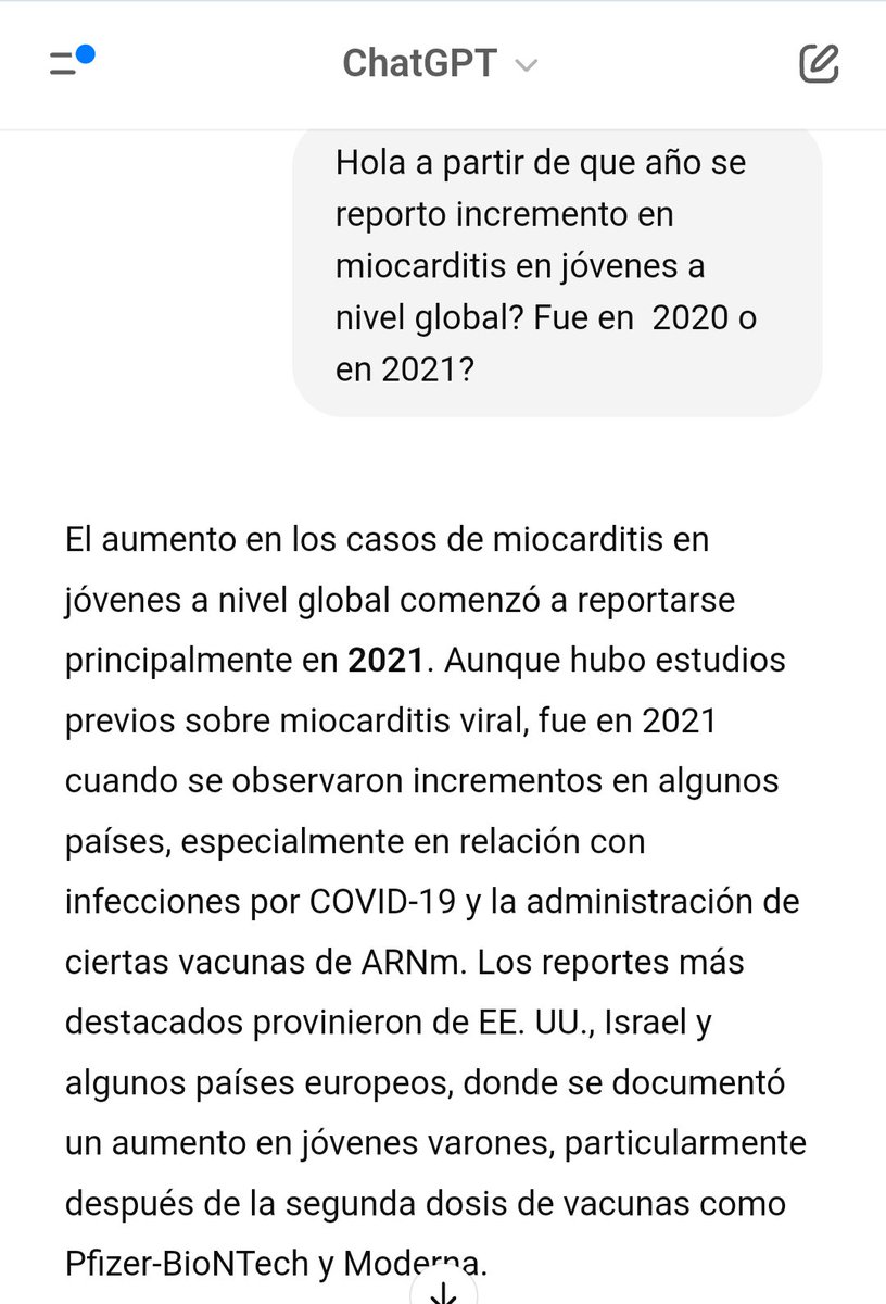 🚨BRUTAL: Sincericidio de la IA. Sin preguntarle sesgadamente por las cositas que van en el brazo la IA acepta que en 2020 durante pleno covid NO se reportaron miocardiopatias al nivel que se reportaron a nivel global después del genocidio de las jeringas.