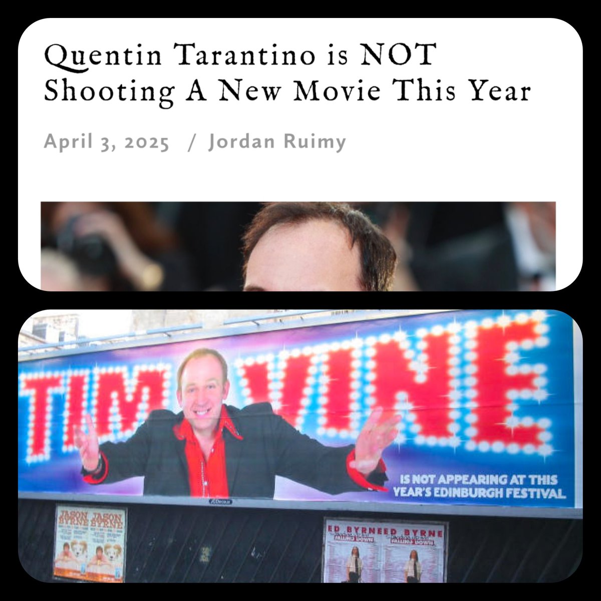Tarantino obviously good but not quite <a href="/RealTimVine/">Tim Vine</a> level good.  He's got work to do.