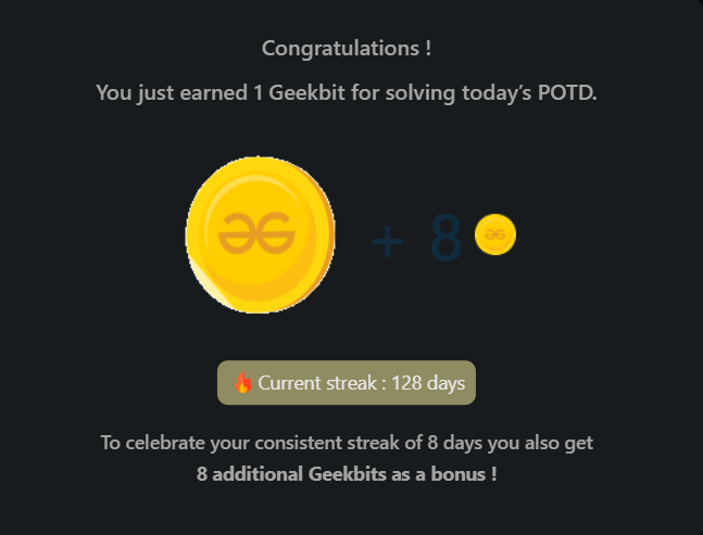 Mayank_kumar111's tweet photo. Day 140: Building Blocks of Brilliance Small steps big dreams! Another day breakthrough on the start.

@geeksforgeeks 

#geekstreak2024 #dsa #learntocode #learndsa #160daysofcode #gfg #geeksforgeeks #CodingChallenge #162DaysOfCode #gfg160 #Day139 #CodeMastery #CodingJourney https://t.co/PXPGxHBiTY