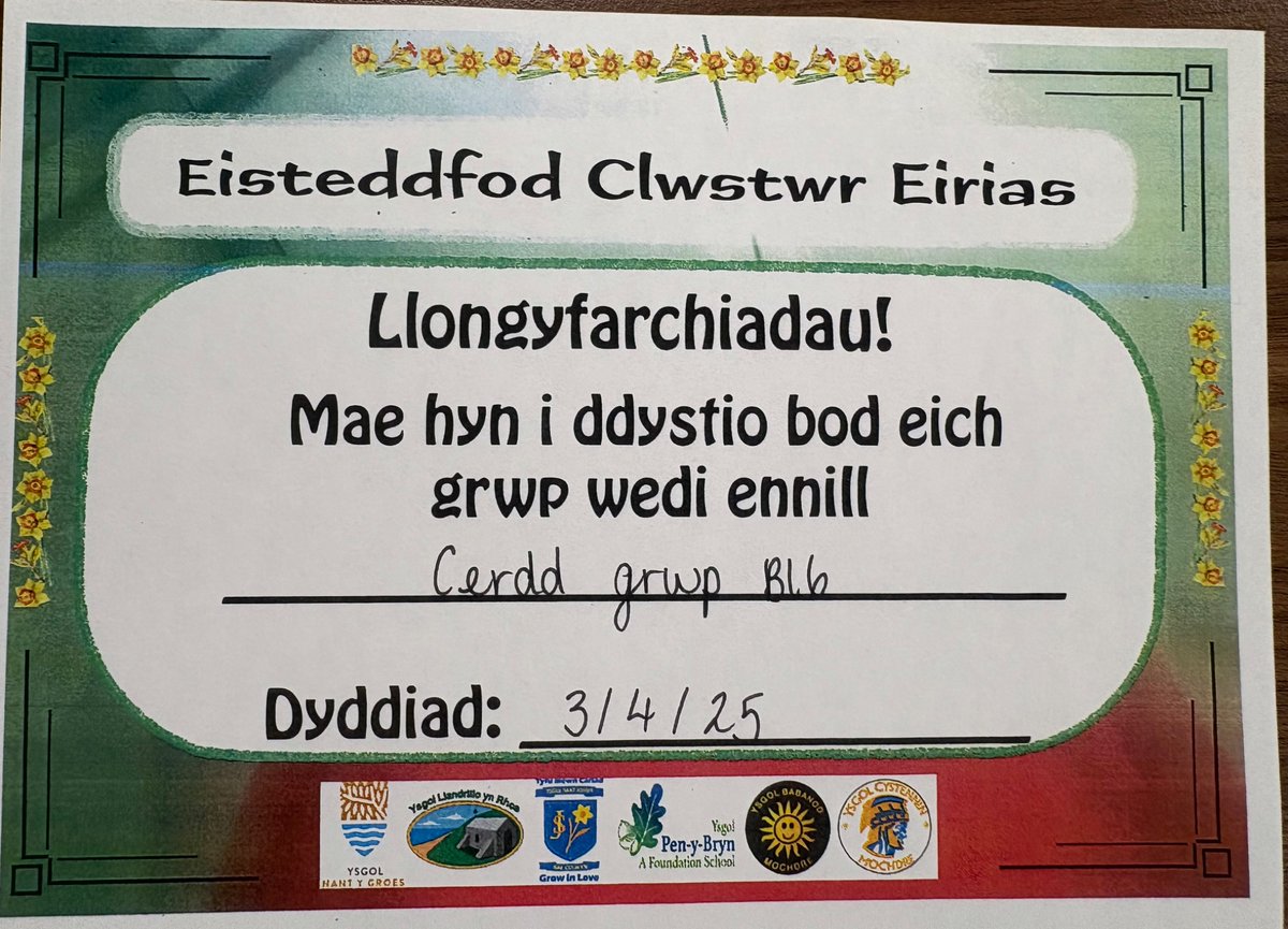1af, 1af a 3ydd yn #EisteddfodClwsterEirias 🙌 Da iawn chi i gyd! 1st, 1st &amp; a 3rd at the <a href="/Eirias/">Ysgol Eirias</a> Cluster Eisteddfod! Diolch i staff Eirias a <a href="/YsgolPyB/">Ysgol Pen y Bryn</a> am drefnu 👍 🏴󠁧󠁢󠁷󠁬󠁳󠁿🎶🎭