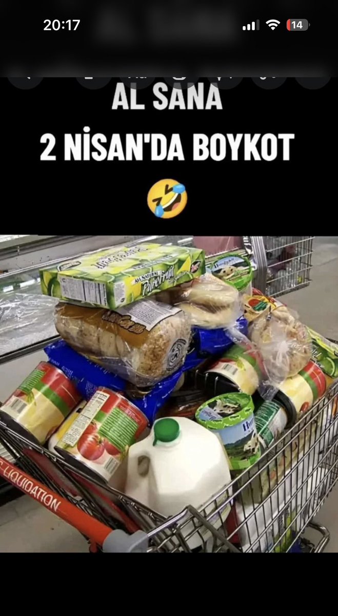 “Al sana 2 Nisan’da boykot” diye Türkiye’de çekilmemiş market arabası fotoğrafı paylaşmışlar. Ne paylaşacaklarını şaşırdılar ürünlere bakmamışlar bile. Bir hayvan ismi söylüyoruz ama sonra hakkımızda soruşturma açıyorlar.