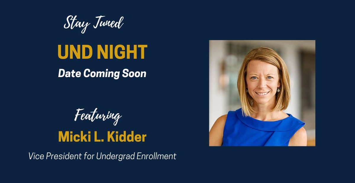 We are thrilled to welcome Micki Kidder, Vice President for Undergraduate Enrollment, as our 2025 UND Night speaker! The Club is currently working on scheduling and details and will share that information when it is available. ☘