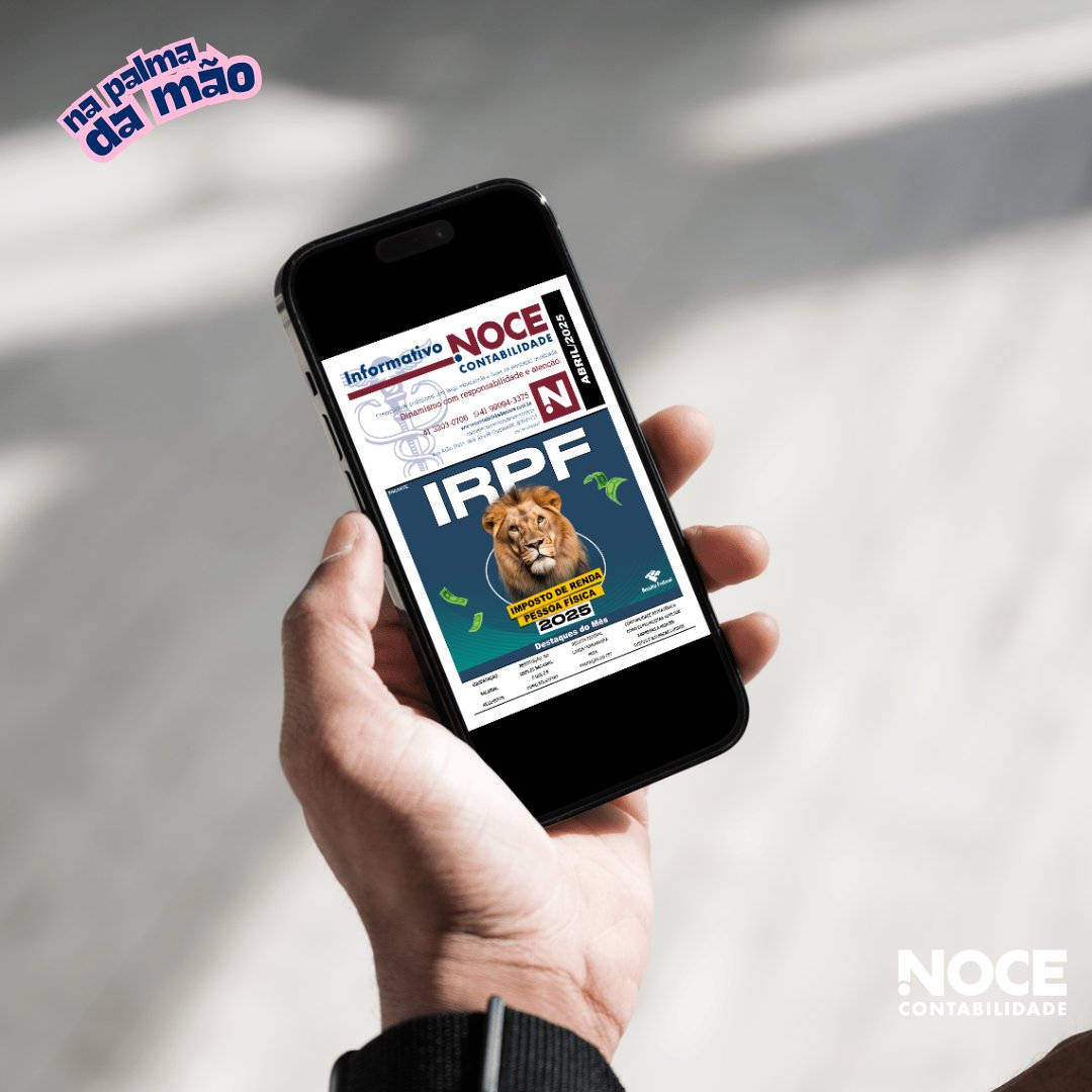 NoceContabil's tweet image. Acesse nosso Informativo Contábil - Destaques do Mês - 04/2025:

linktr.ee/contabilidaden…

#IRPF #IRPF2025 #EquiparaçãoSalarial #Restituição #DIRPF #SimplesNacional #IR2025 #ContabilidadeEstratégica #Empresário #Curitiba #MeuContador #ContabilidadeConsultiva #ContabilidadeNoce 🚀