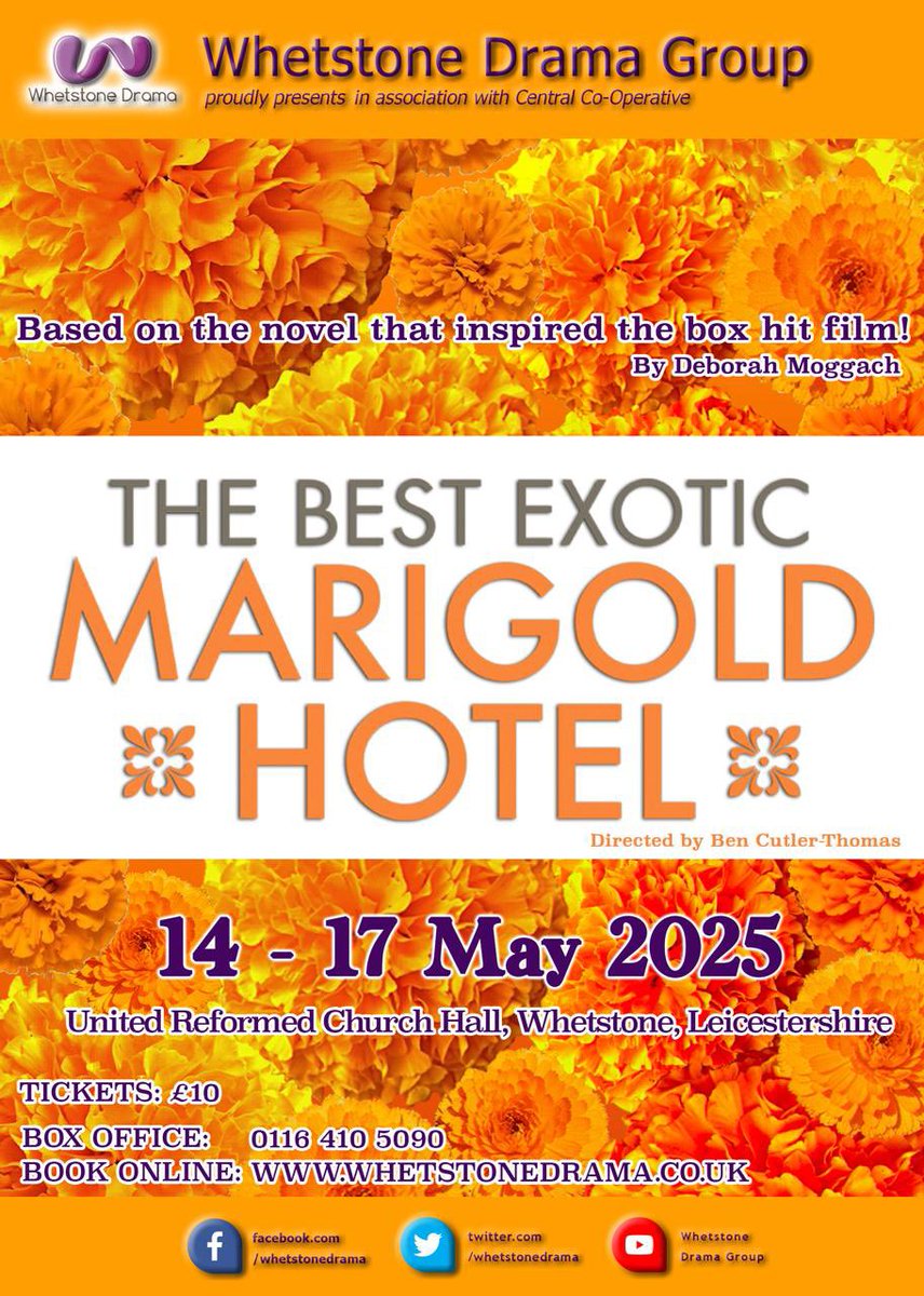 🇮🇳 The Best Exotic Marigold Hotel 🇮🇳

British retirees travel to India to take up residence in what they believe is a newly restored hotel.

🎟️ Tickets on sale now 🎟️

Visit whetstonedrama.co.uk to purchase your tickets today!