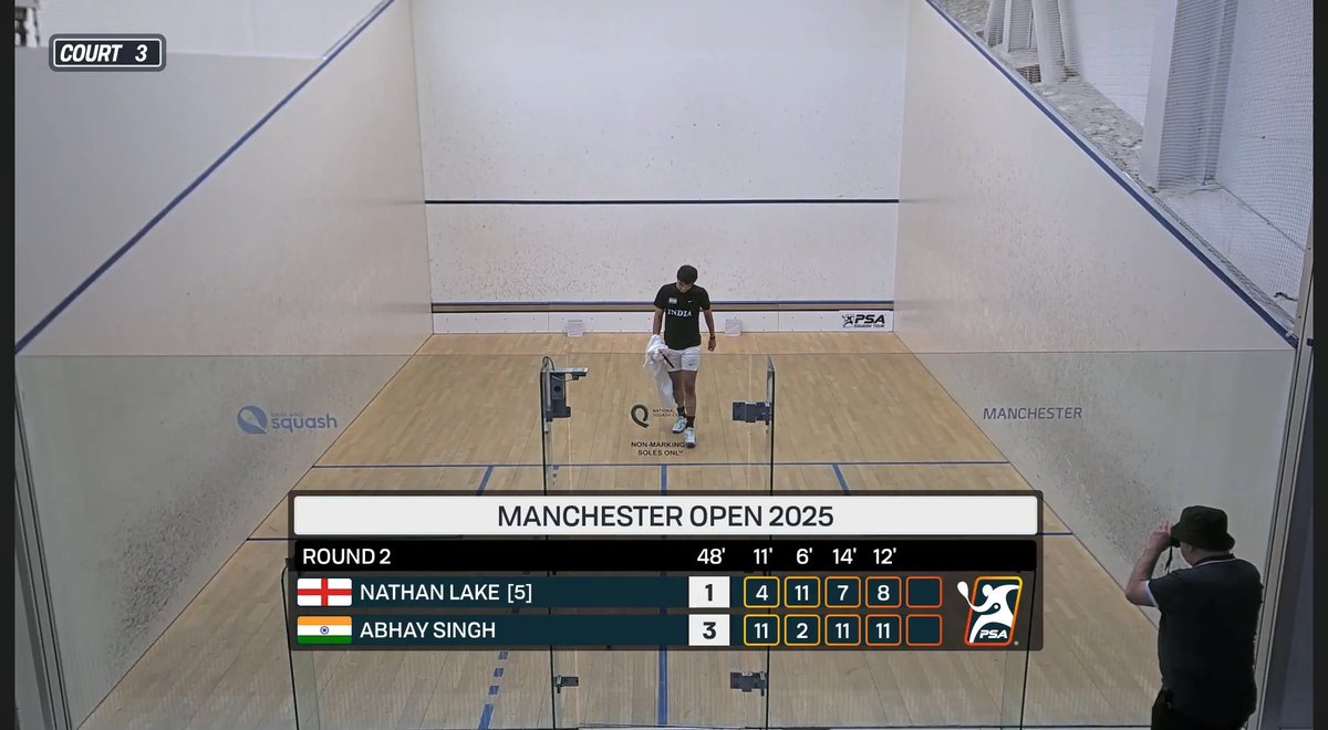Nikhilkaranam15's tweet photo. #squash
World no 49 Abhay singh of india has defeated world no 36 Nathan lake of England at Manchester open 2025
#Manchesteropen #squash #PSA https://t.co/TPj5irT2Fc