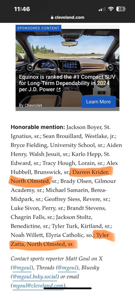 Keith Sandy (@baseballnohs) on Twitter photo Congratulations to Sr. players <a href="/darren_krider/">Darren Krider</a> and <a href="/TylerZatta1/">Tyler Zatta</a> on being named to the Cleveland.com Preseason All-Stars top players list! Congratulations to Sr. players <a href="/darren_krider/">Darren Krider</a> and <a href="/TylerZatta1/">Tyler Zatta</a> on being named to the Cleveland.com Preseason All-Stars top players list!