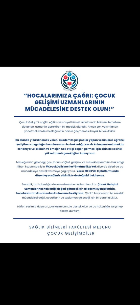 Cgozge's tweet photo. Sağlıkta biz de varız göz ardı edilmeyelim artık @drmemisoglu @saglikbakanligi #cocukgelisimiyonetmelikteyok https://t.co/25XUwCu9Nh