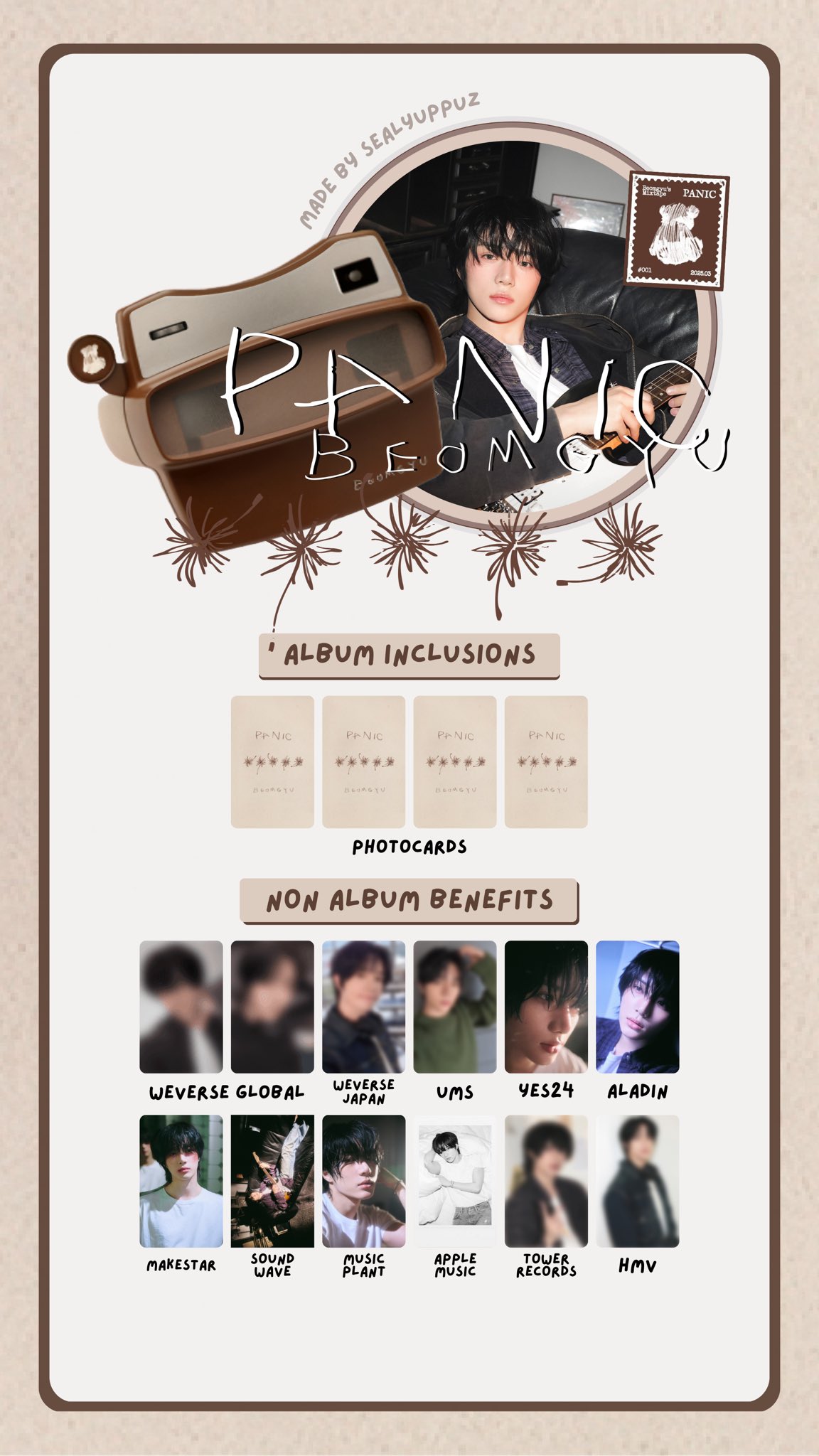 beomgyu panic photo card タワレコ TXT BEOMGYU MIXTAPE : PANIC Album/CD-R+View Master+2Disc+