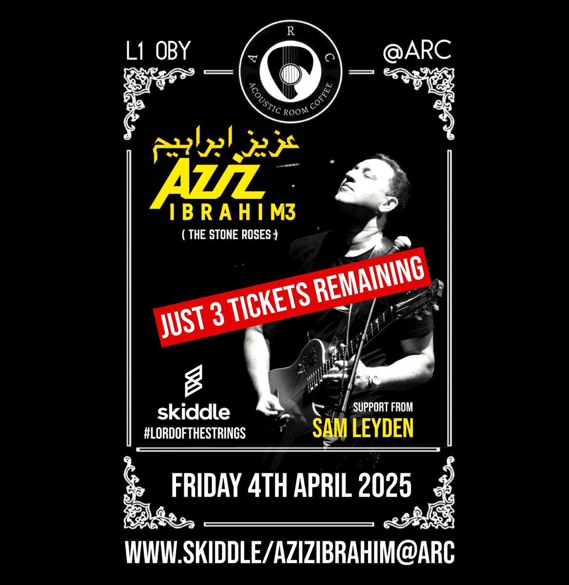 A.R.C @ Camp&Furnace Liverpool (@a_r_c_liverpool) on Twitter photo #ARCLiverpool
Tomorrow Night
<a href="/azizibrahim56/">Aziz Ibrahim</a>
Plus Support
#SamLeyden
ONLY 3 TICKETS LEFT
skiddle.com/whats-on/Liver⦠#ARCLiverpool
Tomorrow Night
<a href="/azizibrahim56/">Aziz Ibrahim</a>
Plus Support
#SamLeyden
ONLY 3 TICKETS LEFT
skiddle.com/whats-on/Liverā¦