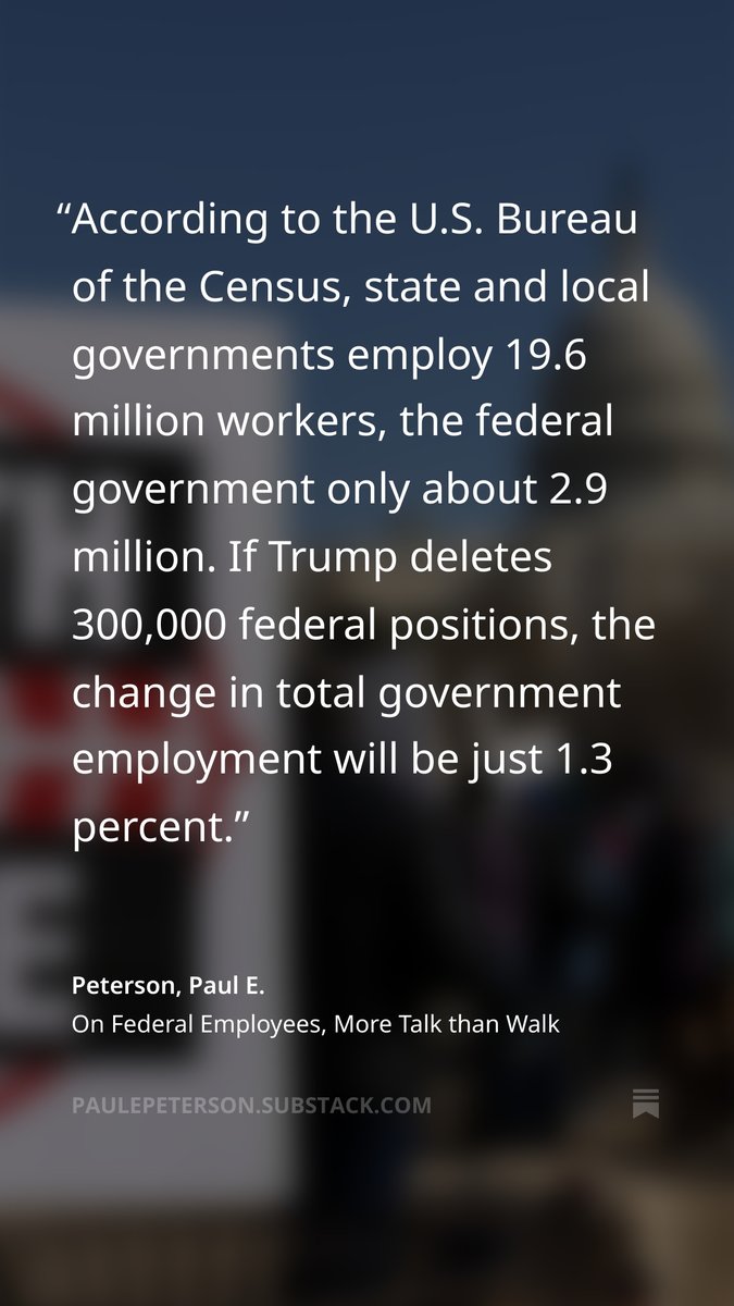 On Federal Employees, More Talk Than Walk
This week on #TheModernFederalist a discussion of #DOGE real relative change in government workforce:
paulepeterson.substack.com/p/on-federal-e…
