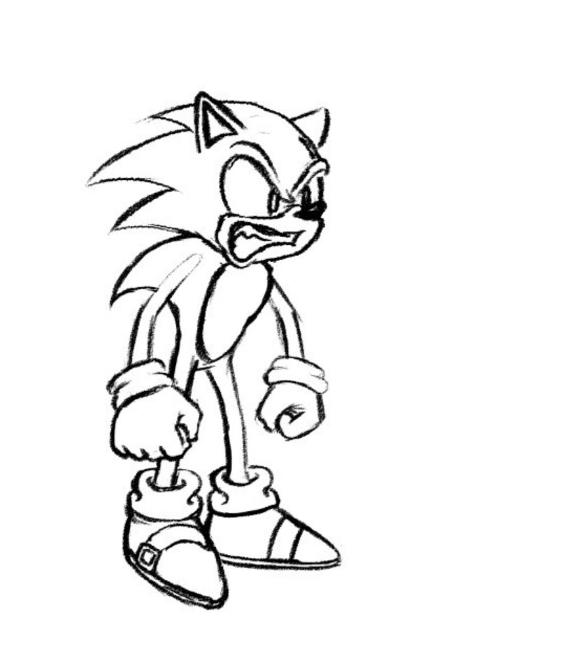 Hey! 👋

While new things are being made, there's nothing to show, so here's a sketch with angry Sonic!)

#Art #Sonic #sketch