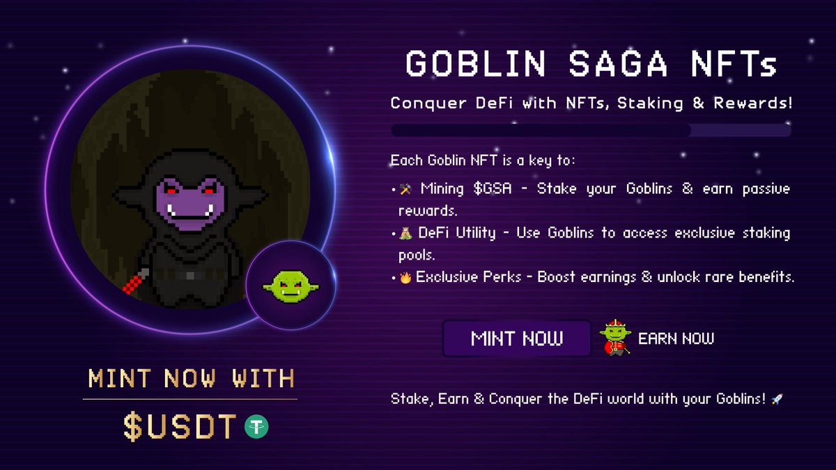 📢 Attention, goblins! ⚔️🔥
We’ve made an important decision to ensure the stability and profitability of Goblin Saga. 
Due to the decline in $POL price and its impact on sustainability, from now on all NFT and Goblin Saga Token minting will be done exclusively with $USDT.

Check