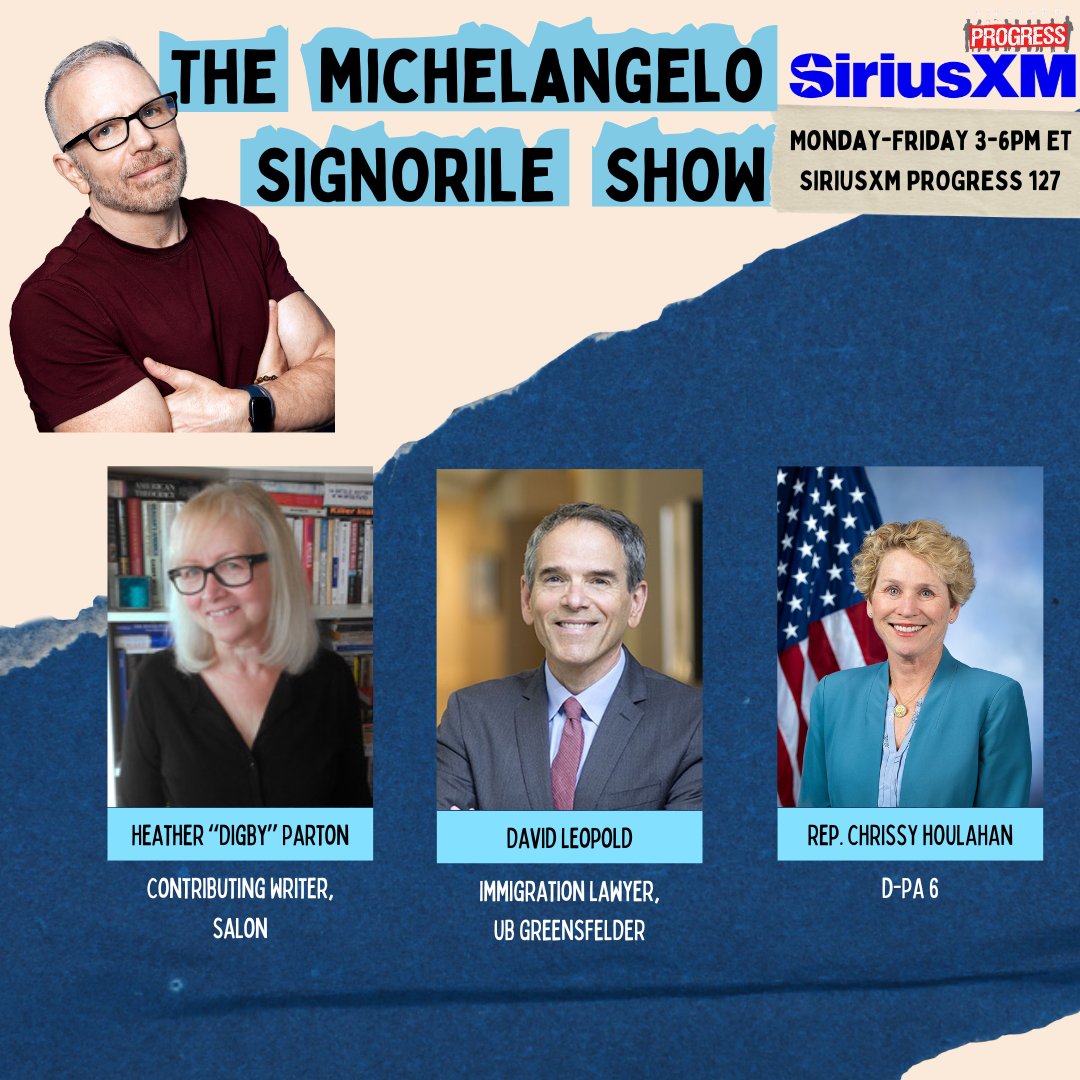 ‼️On Today's <a href="/MSignorile/">MSignorile@bsky.social</a> Show‼️

<a href="/digby56/">digby @digby56.bsky.social</a> of <a href="/Salon/">Salon</a> 
<a href="/DavidLeopold/">David Leopold</a> 
<a href="/RepHoulahan/">Chrissy Houlahan</a> 

Listen Here 🔊🔊sxm.app.link/Progress  
 Join the Conversation ☎️866-997-4748