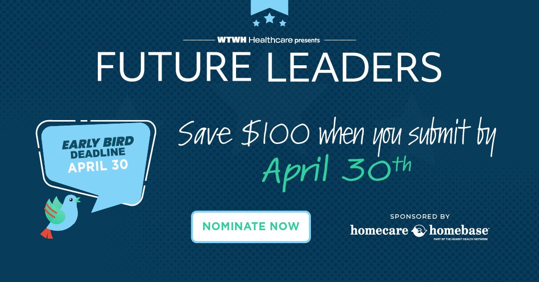 Home Health Care News (@hhcarenews) on Twitter photo Attention #homehealth & #homecare leaders 🌟 Nominate your organization's innovative talent for the Future Leaders Awards, sponsored by <a href="/HCHBInfo/">Homecare Homebase</a>! Save $100 when you enter by April 30. Click the link to get started: bit.ly/3XH4LSV #FutureLeaders #homehealthcare Attention #homehealth & #homecare leaders 🌟 Nominate your organization's innovative talent for the Future Leaders Awards, sponsored by <a href="/HCHBInfo/">Homecare Homebase</a>! Save $100 when you enter by April 30. Click the link to get started: bit.ly/3XH4LSV #FutureLeaders #homehealthcare