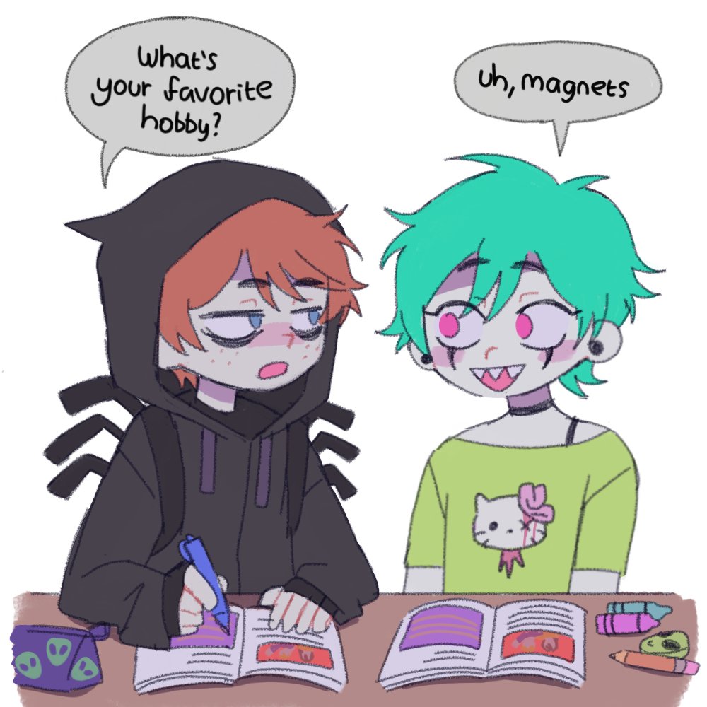 krikzilla's tweet photo. They're doing school activity 
#oc #ocart #comic https://t.co/r8gX7uMJq7