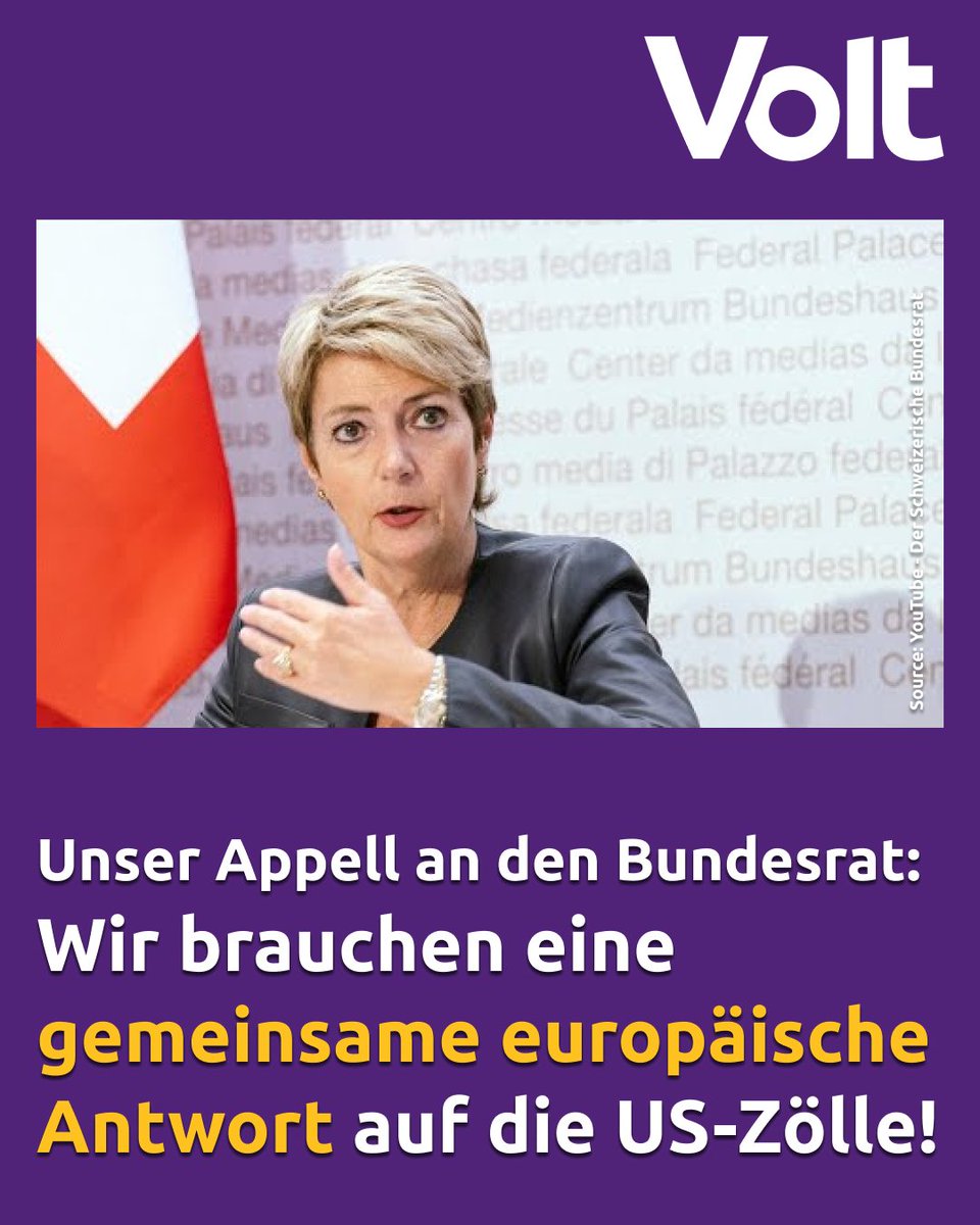 Während die EU schon Gegenmassnahmen zu den US-Zöllen ausarbeitet, will der Bundesrat darauf verzichten, so Karin Keller-Sutter.
Tatsache ist jedoch, dass Trump nur eine Sprache versteht: Wir müssen jetzt mit der EU gemeinsame Gegenmassnahmen beschliessen und Stärke zeigen!
