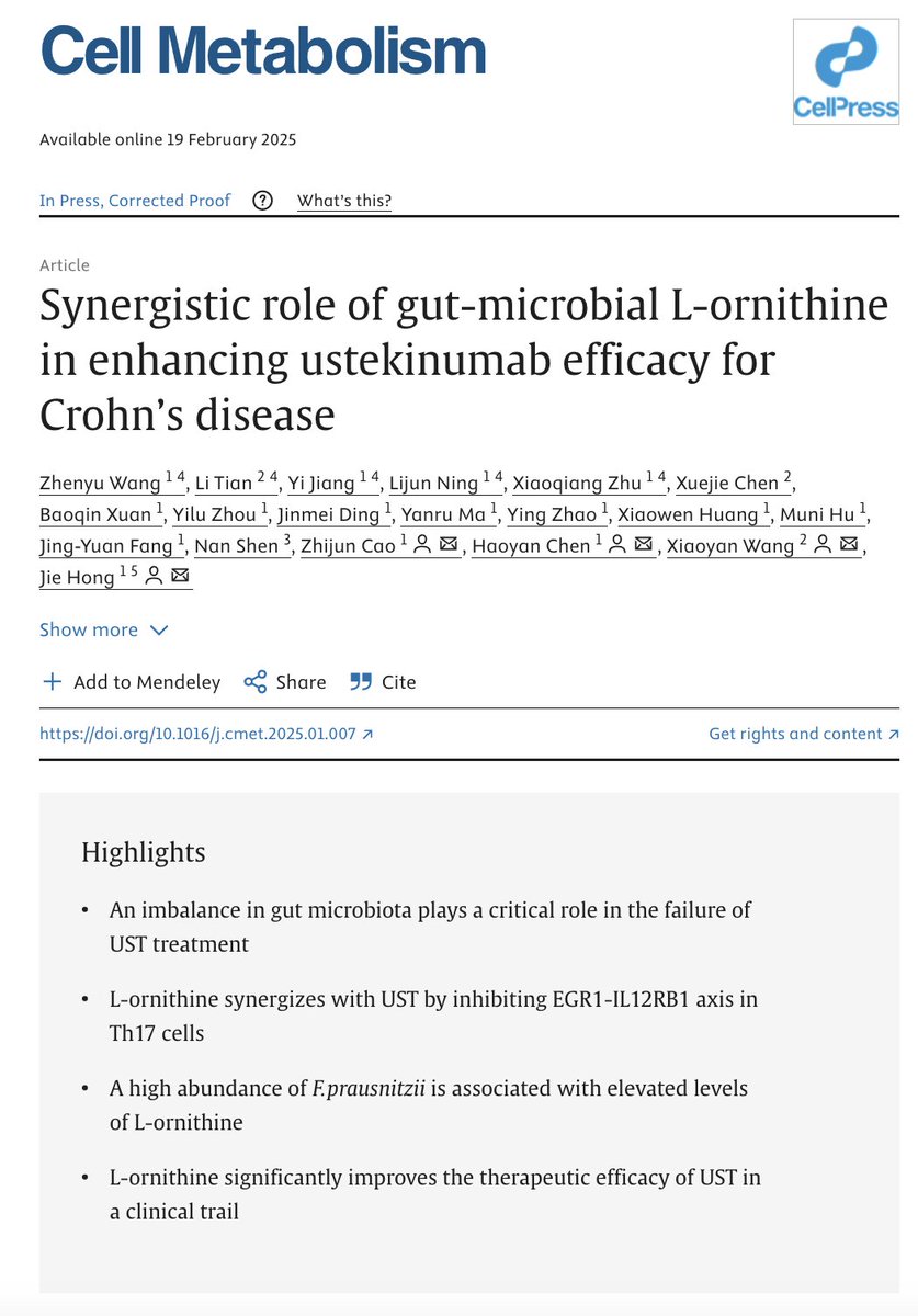 What if a molecule produced by gut microbes can boost the effectiveness of a novel treatment for #Crohnsdisease❓

✅ Of 85 Crohn’s disease patients receiving ustekinumab, about half achieved clinical remission after 52 weeks

✅ Patients in remission showed: 
🔸distinct
