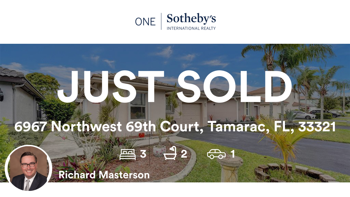 richmastersonFL's tweet image. 🛌 3 🛀 2 🚘 1
📍 6967 Northwest 69th Court, Tamarac, FL, 33321

My latest sale on RateMyAgent.
BROKER 496541
rma.reviews/u5e9emfd1i3c

...
#ratemyagent #realestate #ONE_SOTHEBYS_INTL_REALTY