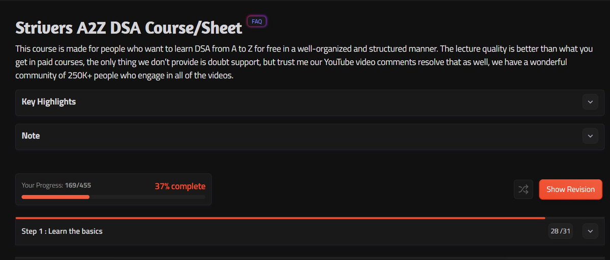 ShanmukhDev16's tweet image. Day 56/100 of #100DaysOfCode
Solved one problem on Greedy algorithm on GeeksForGeeks. This is my strivers sheet progress . I need to fasten up the pace.
#mycodingjourney #DSA